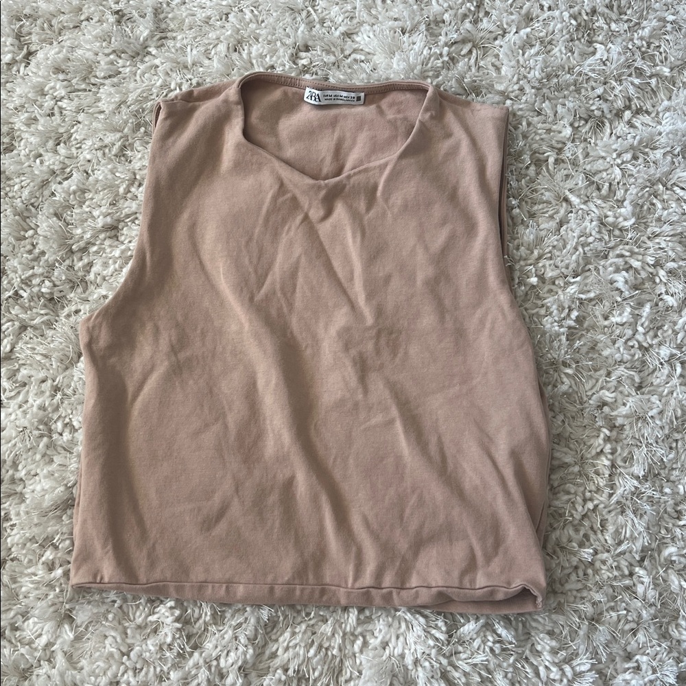 Zara Light Brown Sleeveless Top